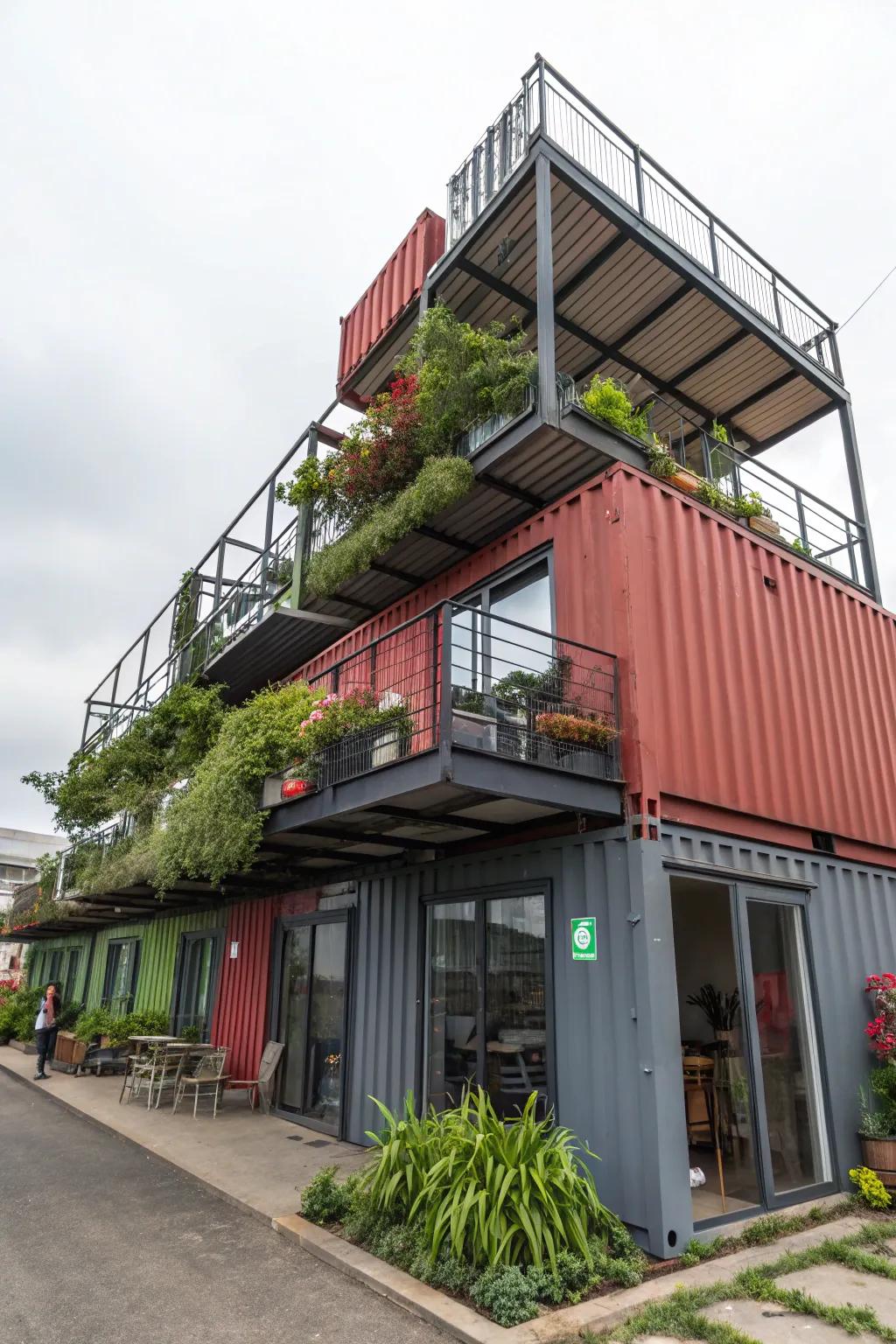 A multi-story container home ingeniously utilizing space.