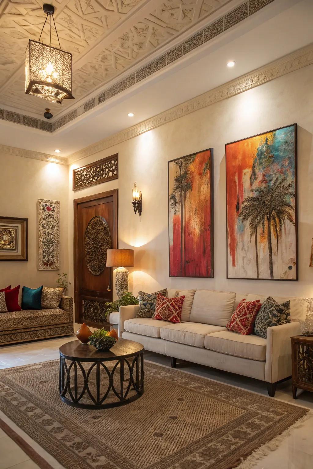 Wall art injects character and flair into your living room.