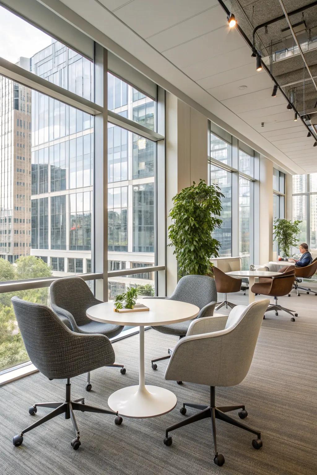Modern office showcasing streamlined ergonomic furniture.