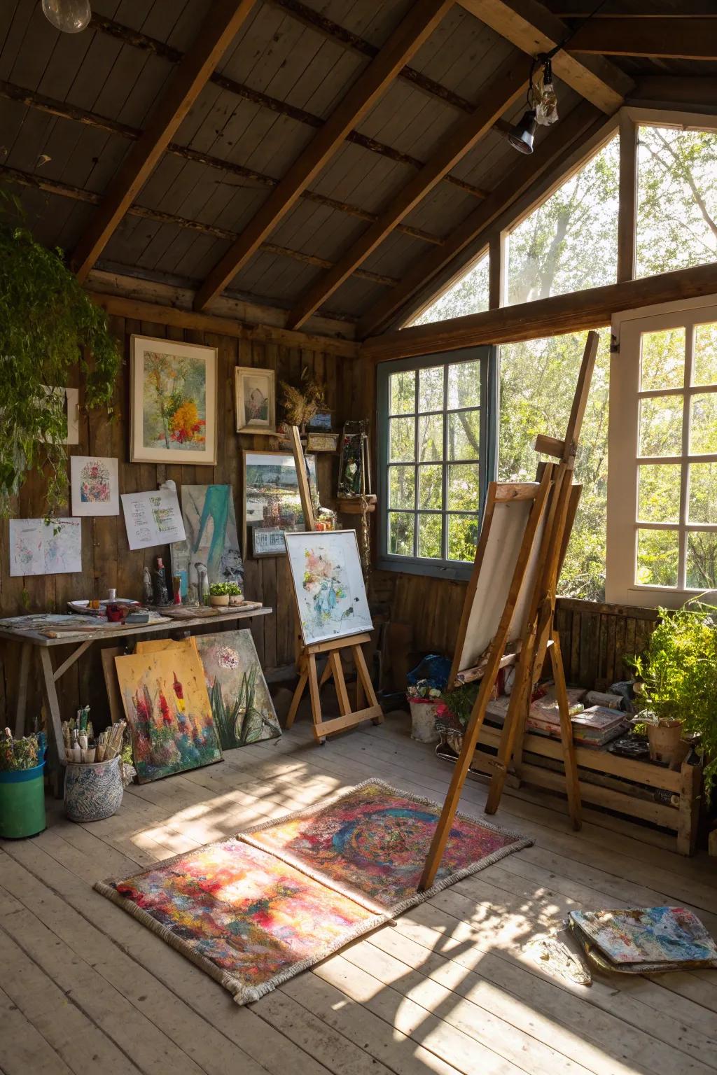 Unleash your inner artist in a shed transformed into an art studio.