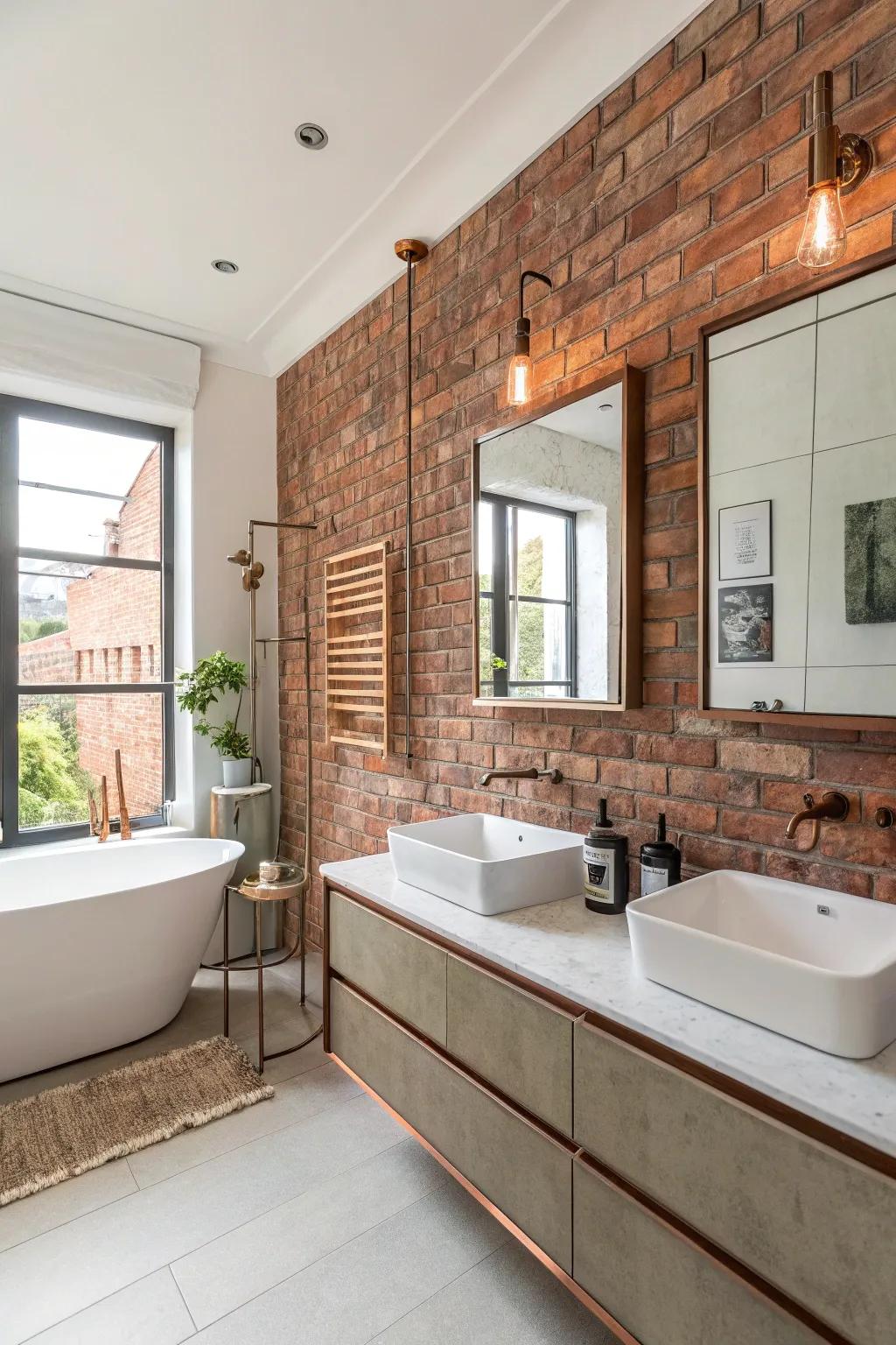 Textured walls accentuate the abundant warmth emanating from copper features.