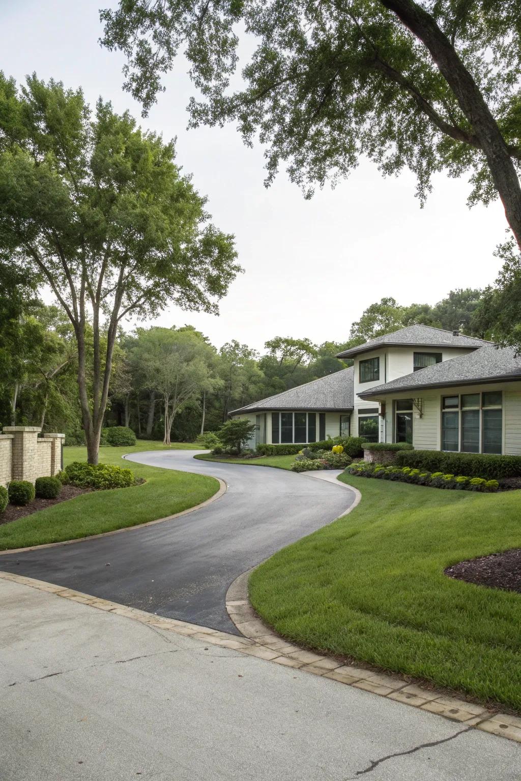 A driveway showcasing dual entry points for increased convenience.