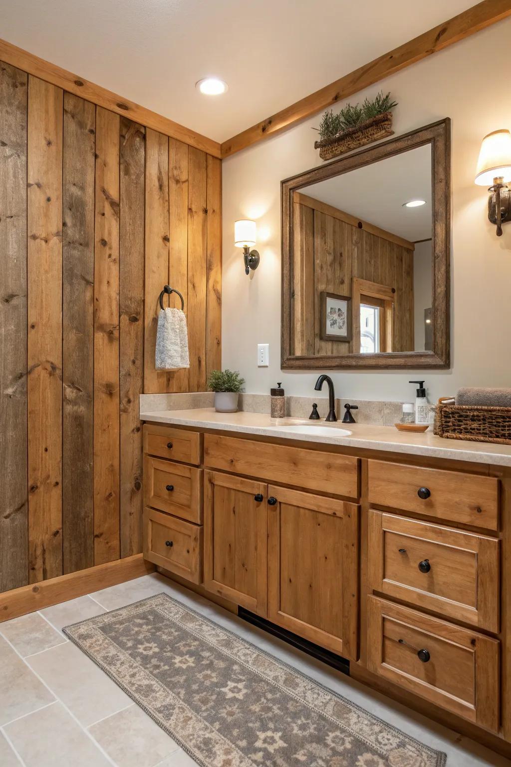 Natural timber features in a relaxing bathroom environment