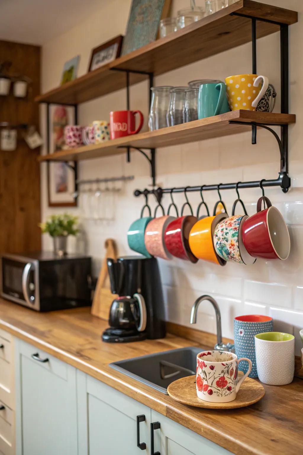 Display your favorite mugs to customize your coffee station.