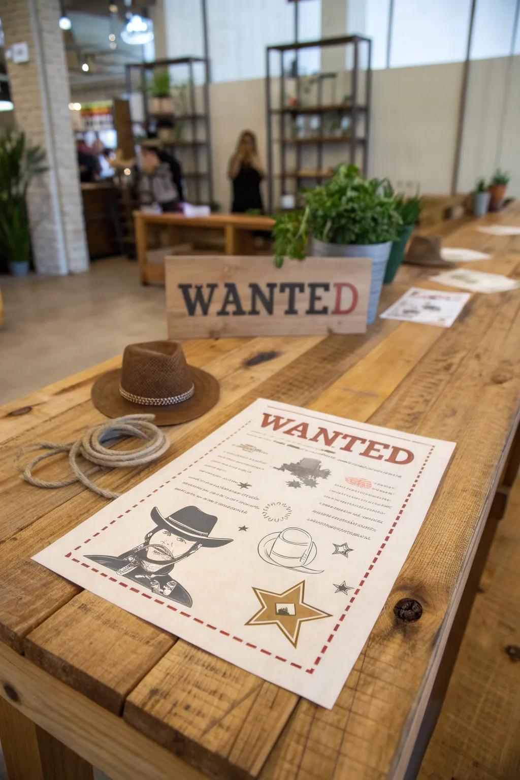 Distribute 'Outlaw' notice invitations to launch the cowboy theme.