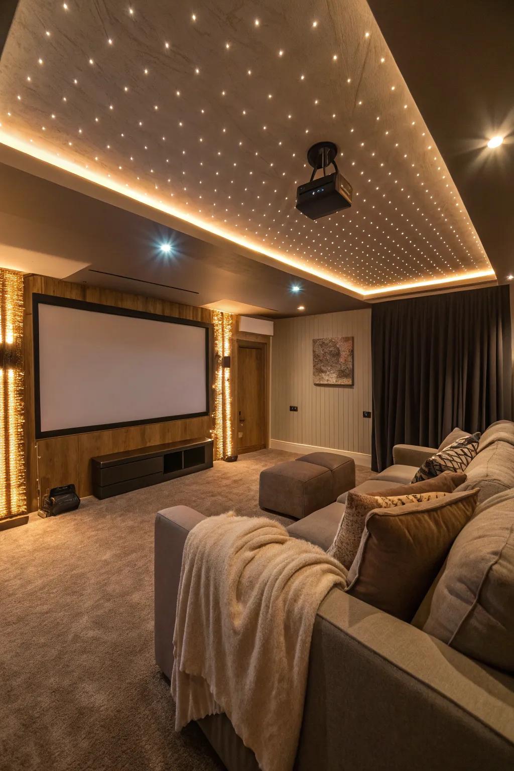 Soft lighting changes your cinema room into a comfortable escape.