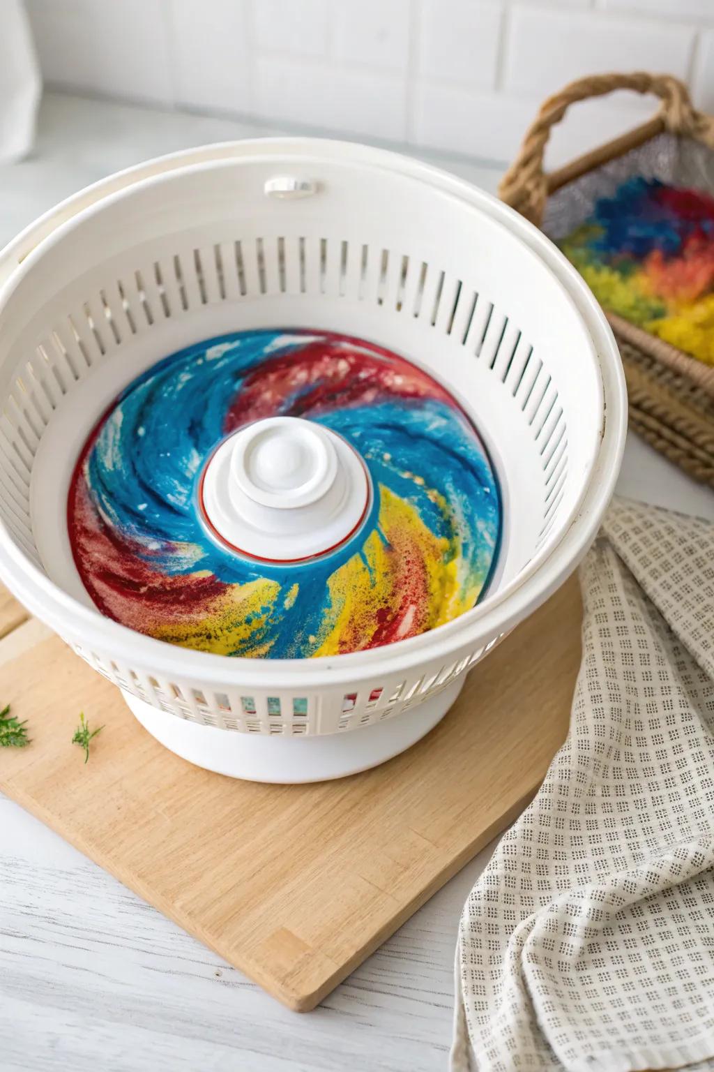 Showcase creativity with unexpected tools&mdash;spin art magic being crafted!