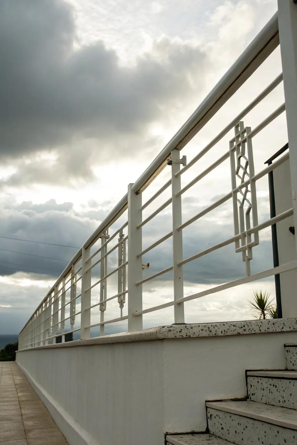 Smooth geometric designs featured in a minimalist Craftsman railing.