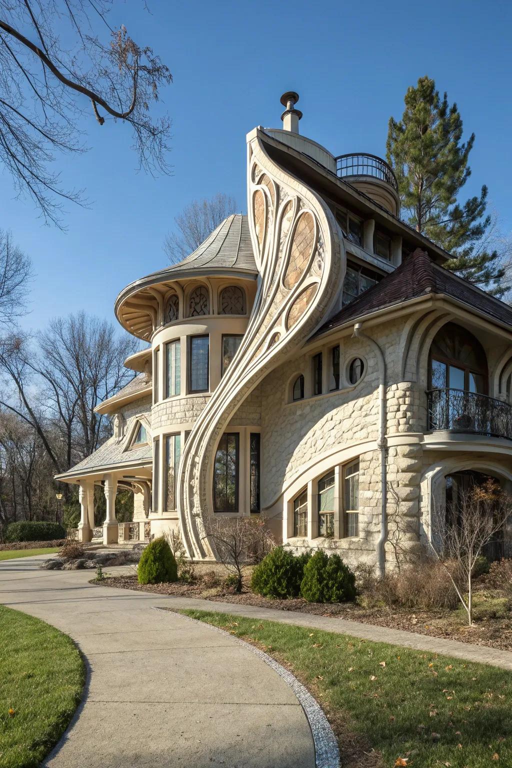 An artistic house design that converts the living area into a sculptural wonder.