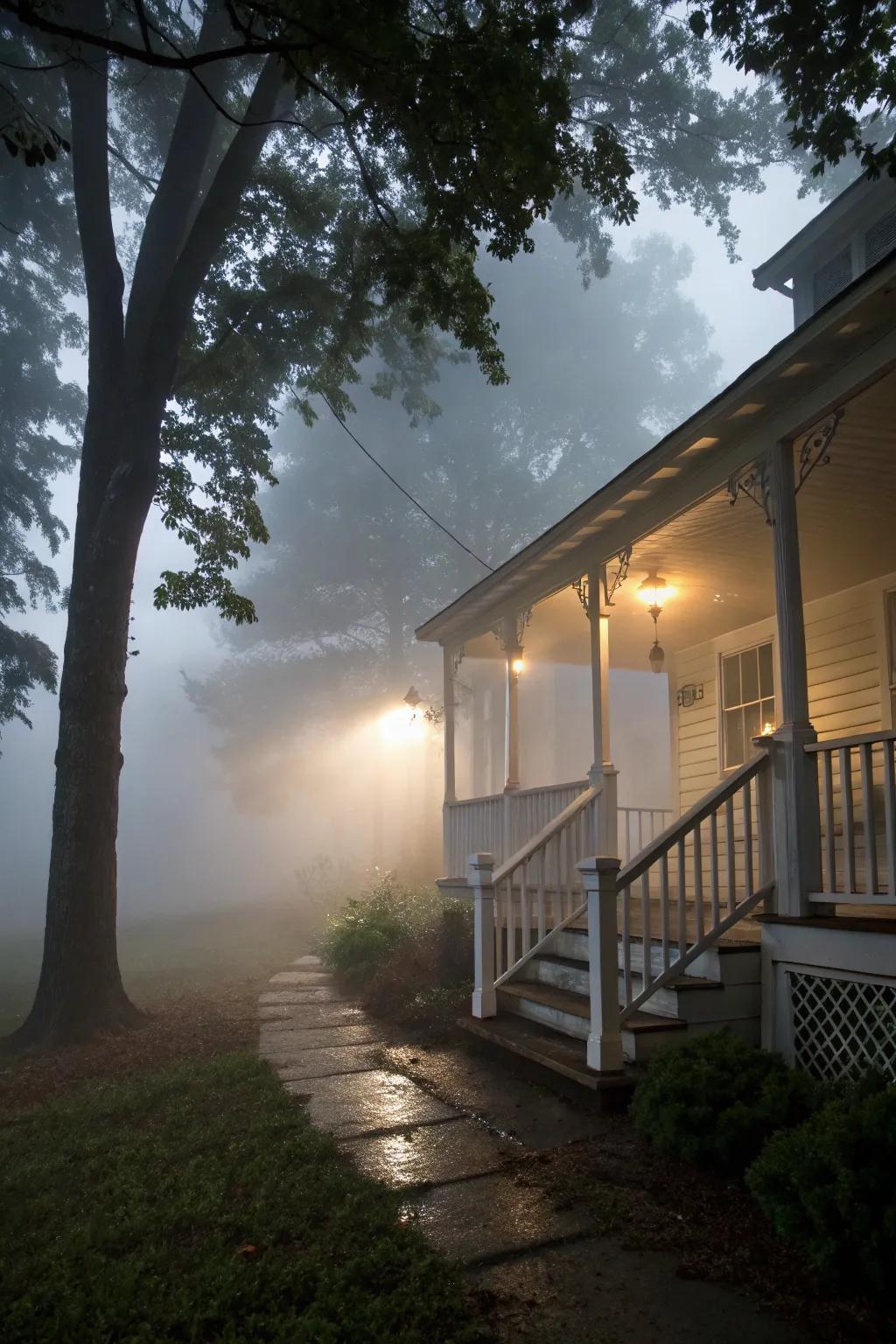 A hazy entrance instantly adds Halloween mystique.