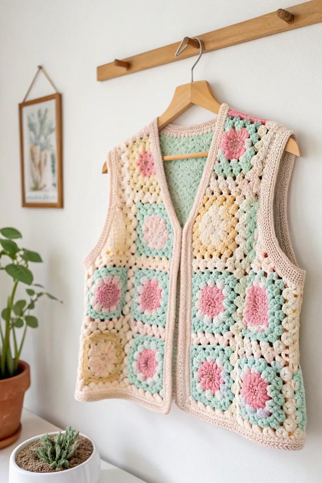 Embrace your inventive side with this beginner-welcoming Geometric Patchwork Vest &ndash; a fusion of ease and bohemian flair!