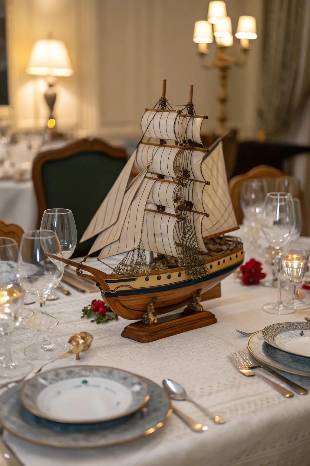 Ship models ferry the ocean to your dining experience.