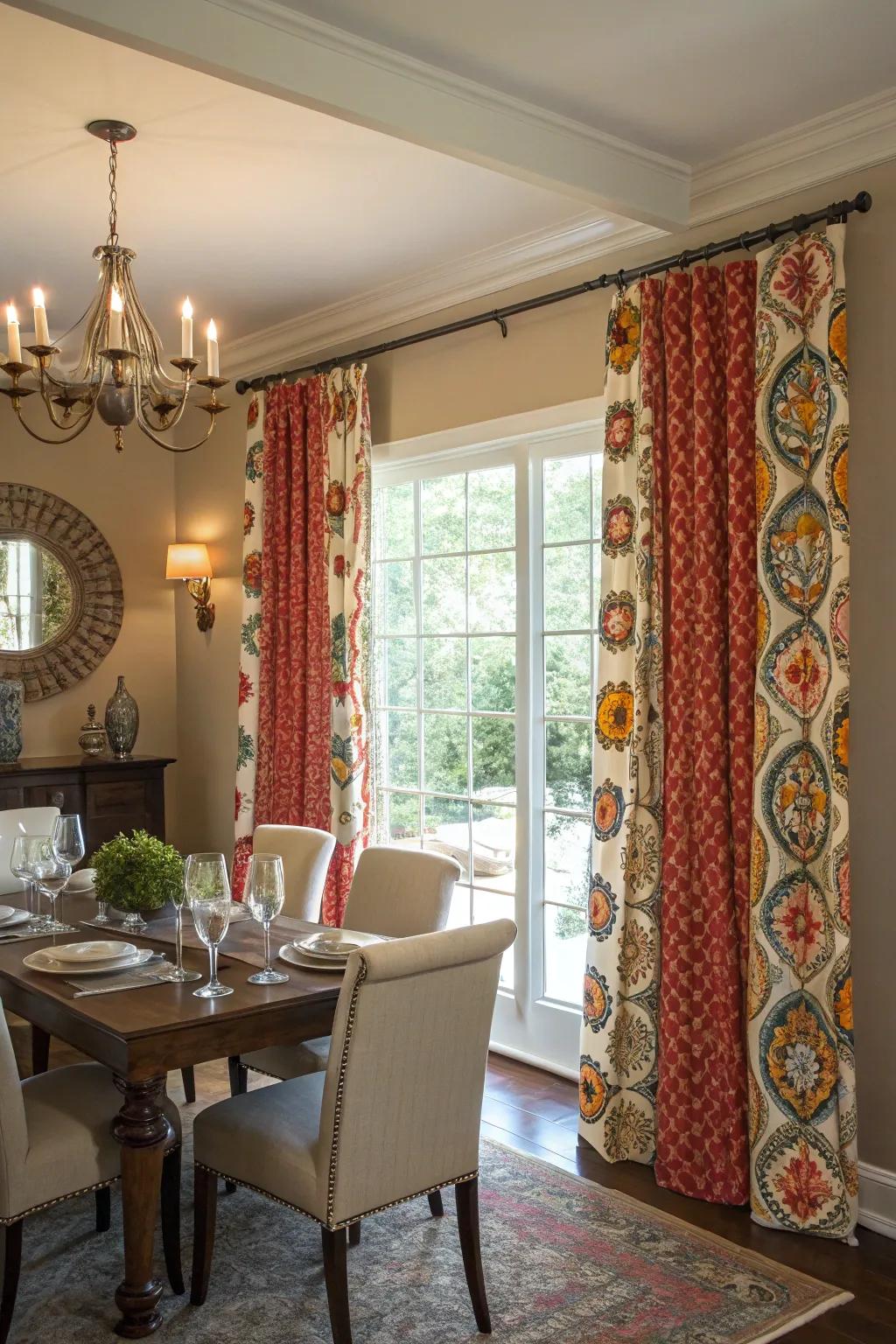 Daring patterned drapes can serve as a standout piece in any setting.