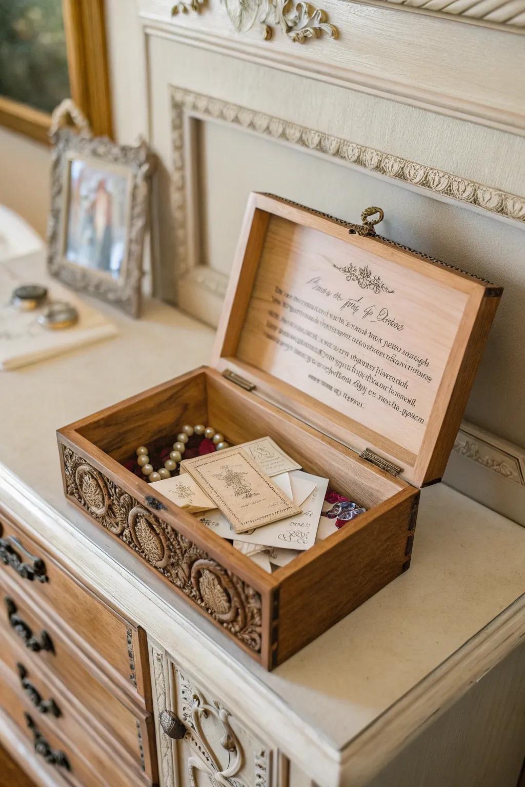 A memento chest brimming with memories makes a lasting impression.