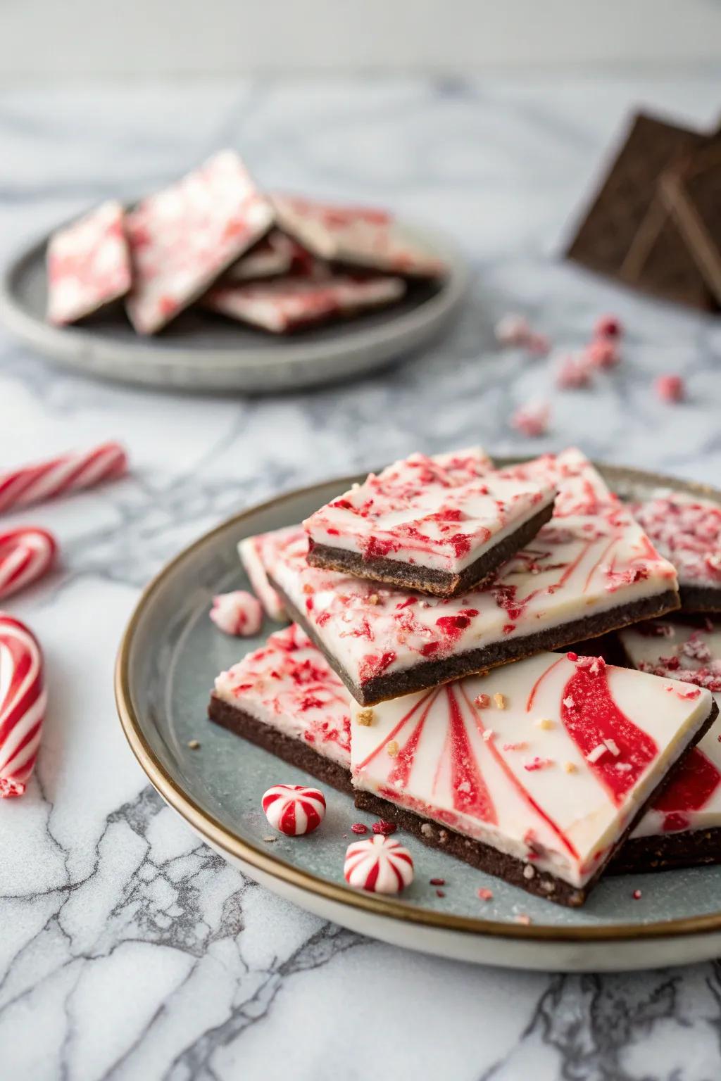 Timeless minty chocolate slab, infusing a dash of sophistication into your festive sweets.