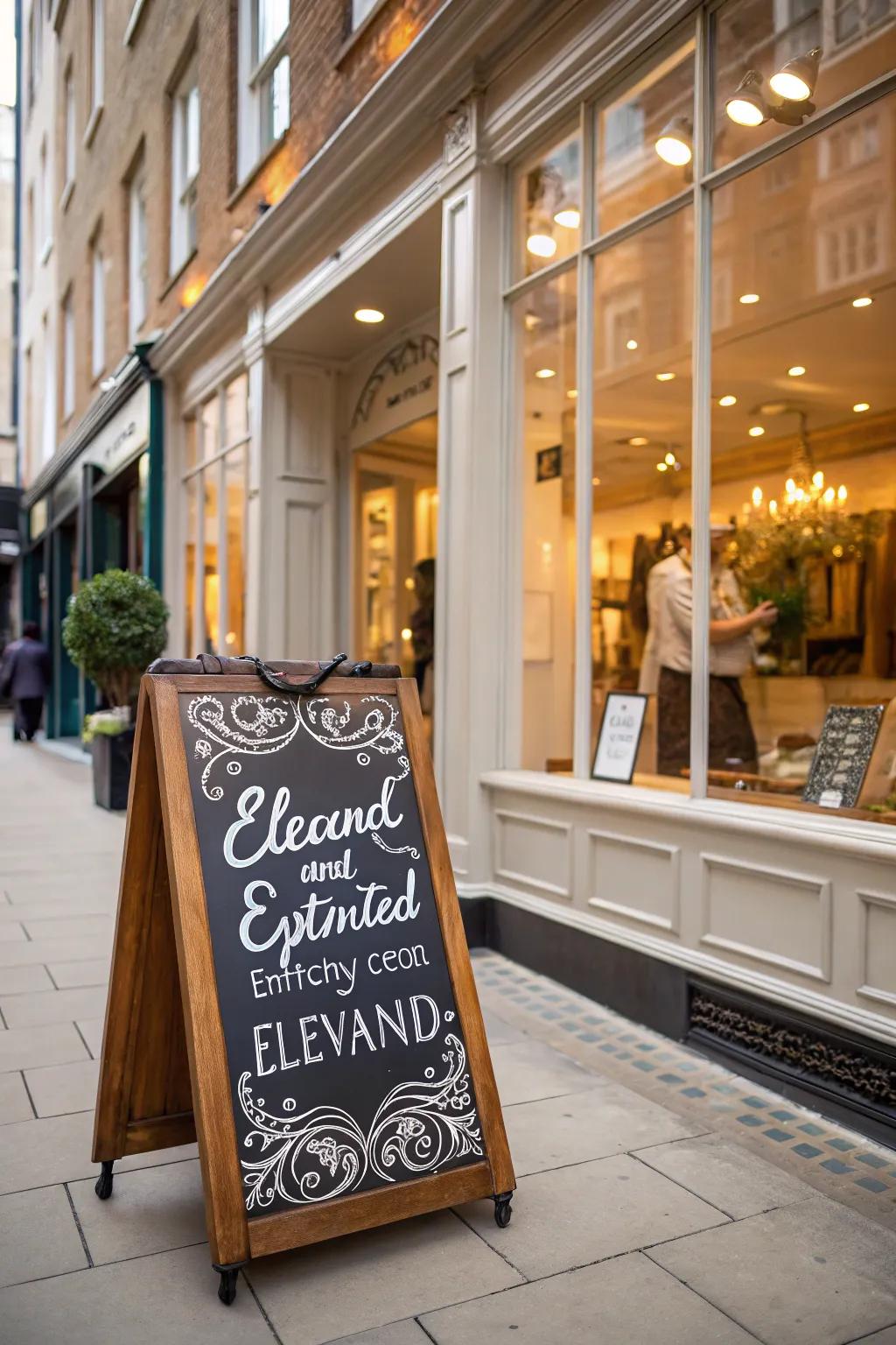 A shopfront showcasing an imaginative, painted wood sign that elegantly grabs attention.
