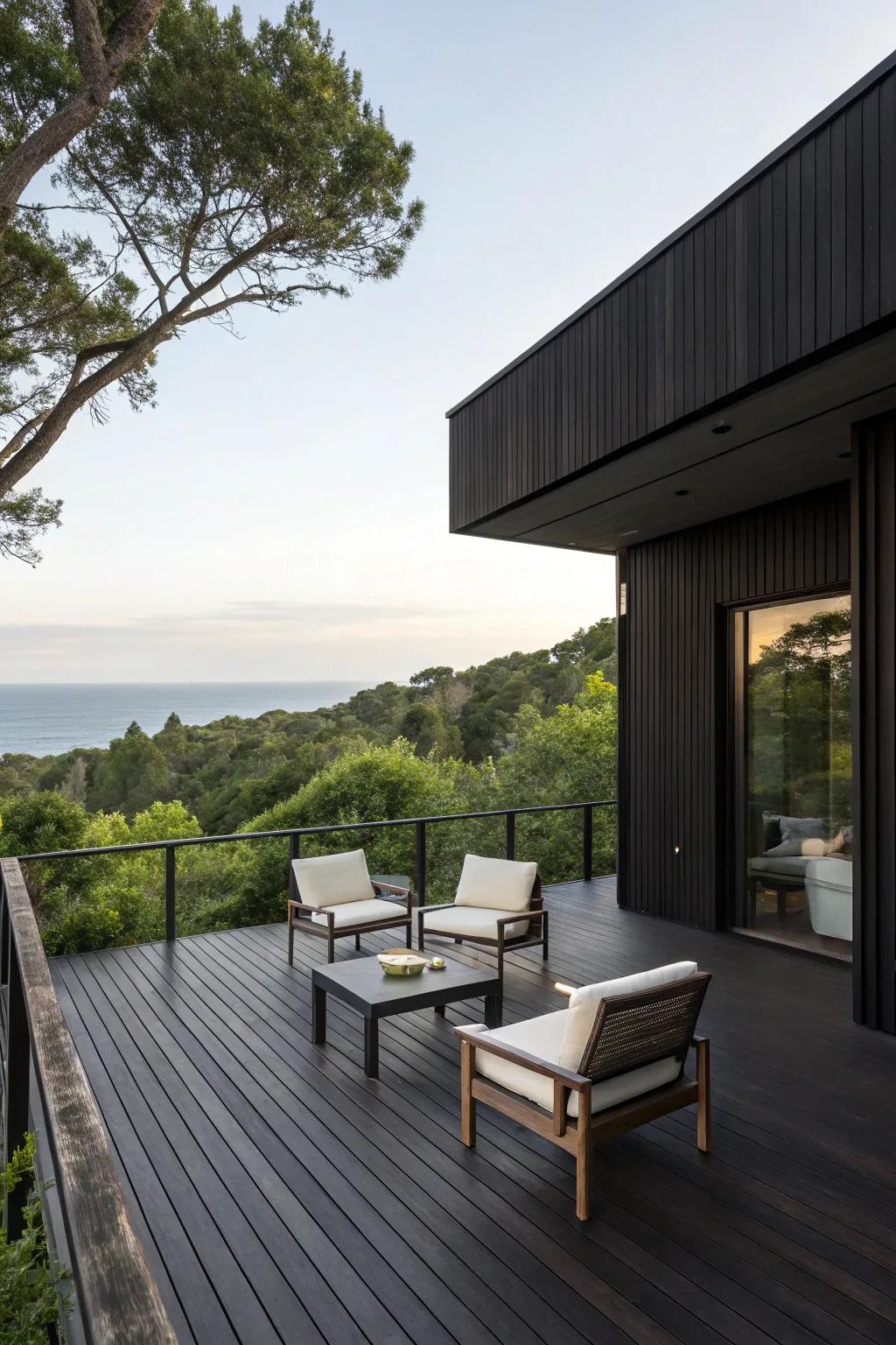 Ebony brown decks present a polished and up-to-date visual.