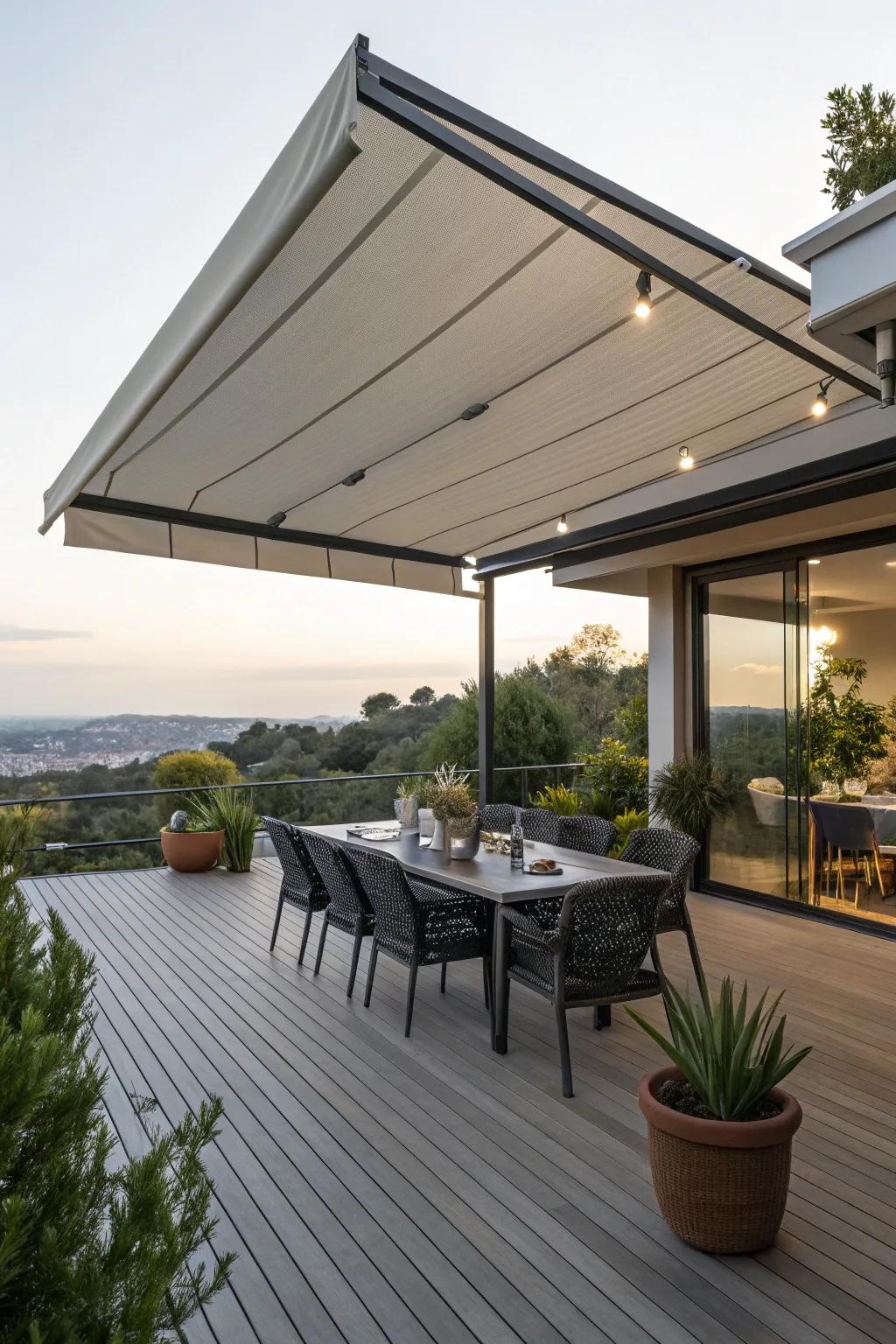 Slide-out canopies deliver modifiable shade answers for decks.