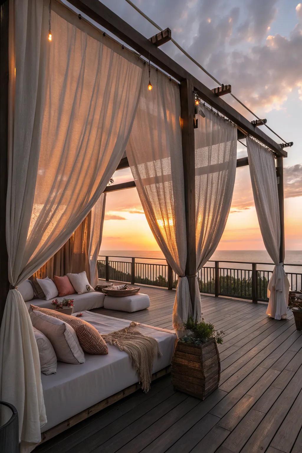Outdoor curtains transform your patio into a secluded getaway.