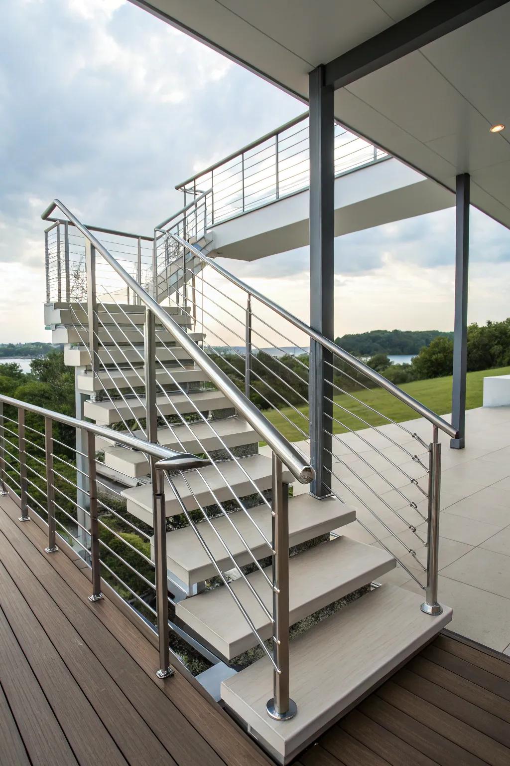Add a contemporary touch with metal railings.
