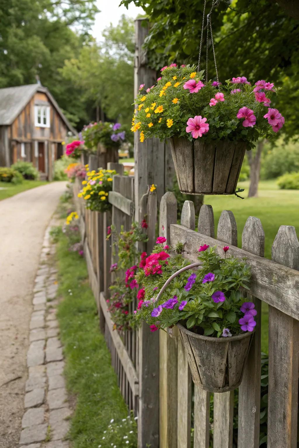 Planters infuse any fence with a revitalizing burst of color and vitality.