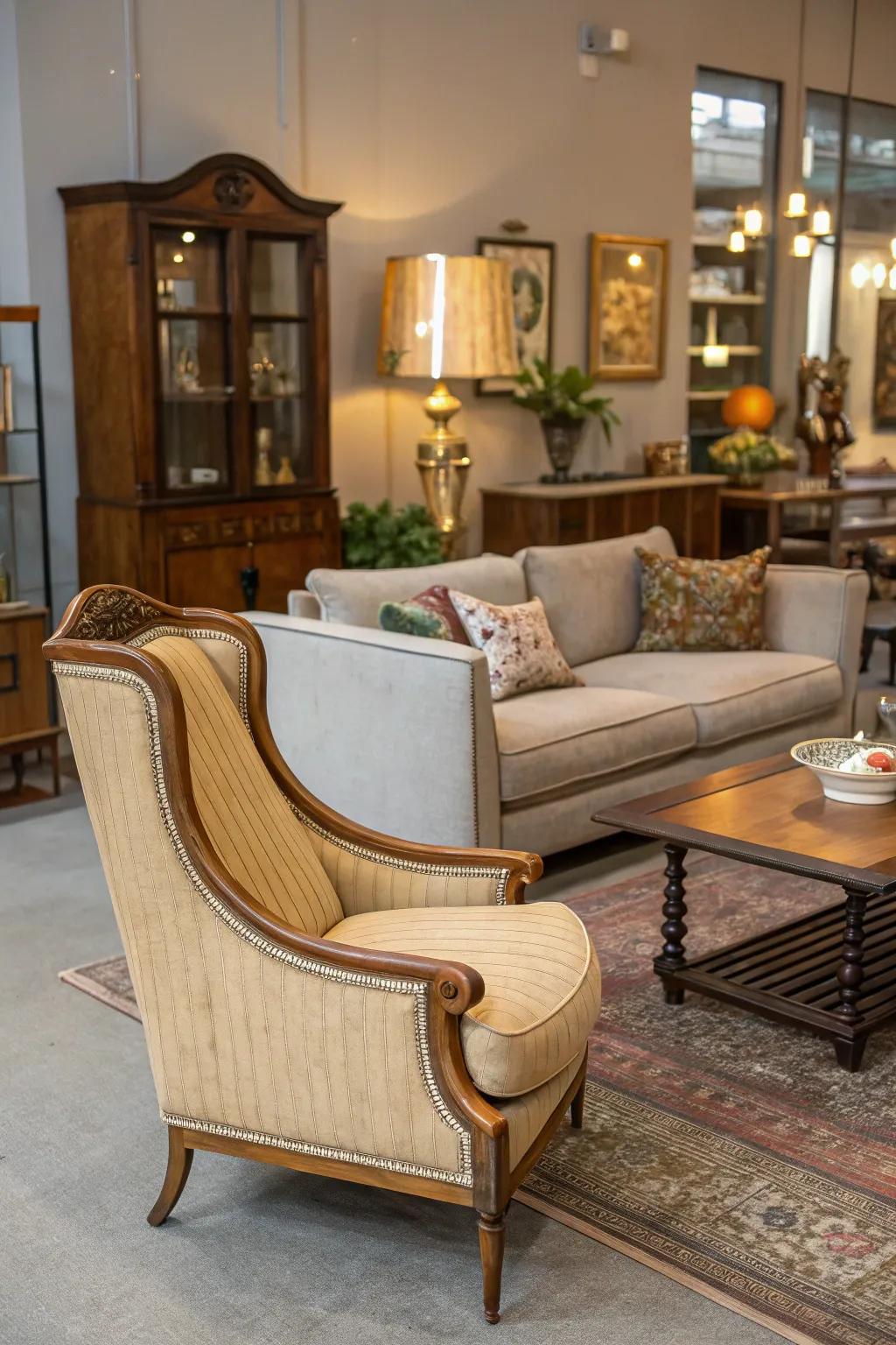 An impeccable fusion of eras, showcasing both time-honored and contemporary furnishings.