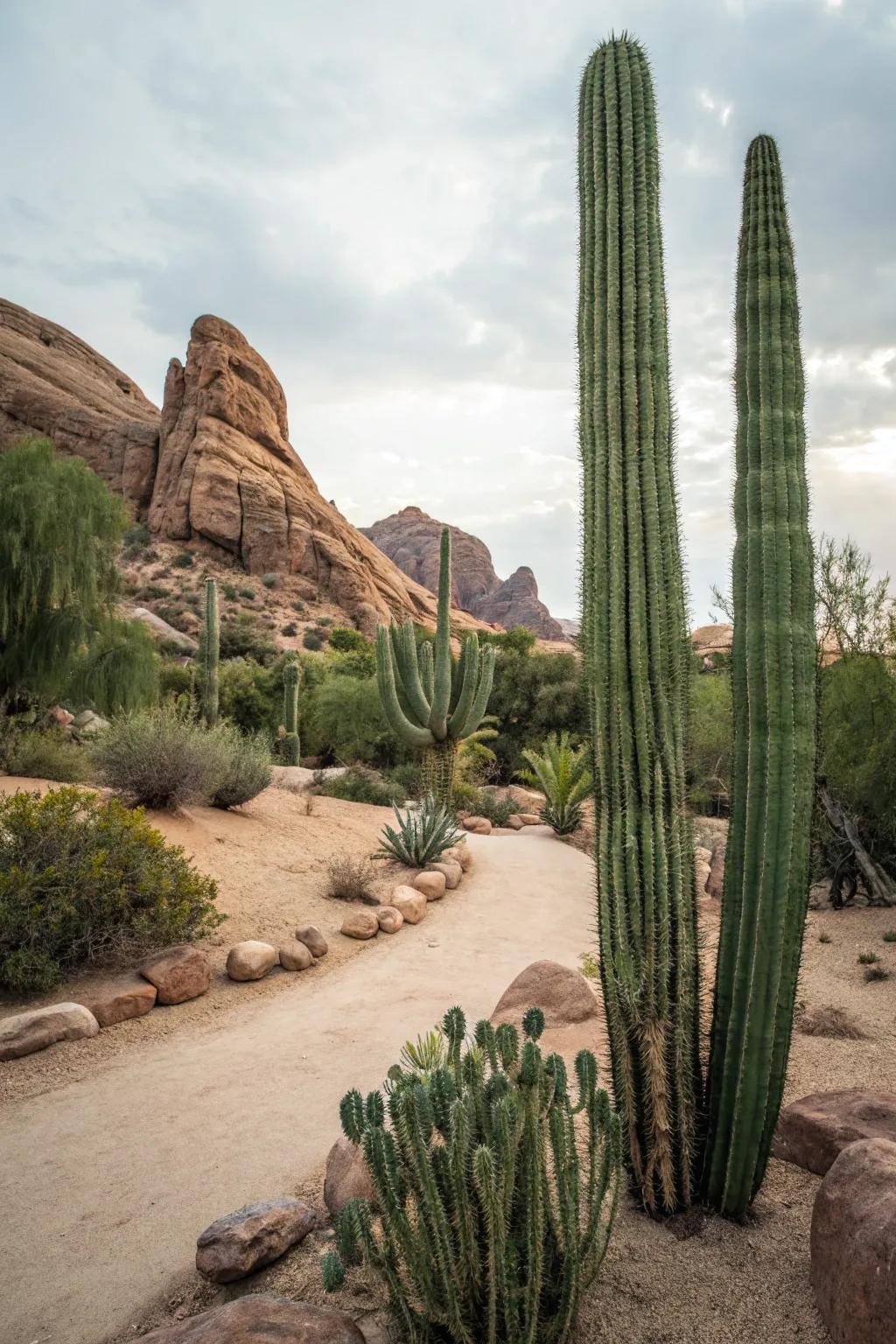 Tall cacti make desert scenes look grand and dramatic.