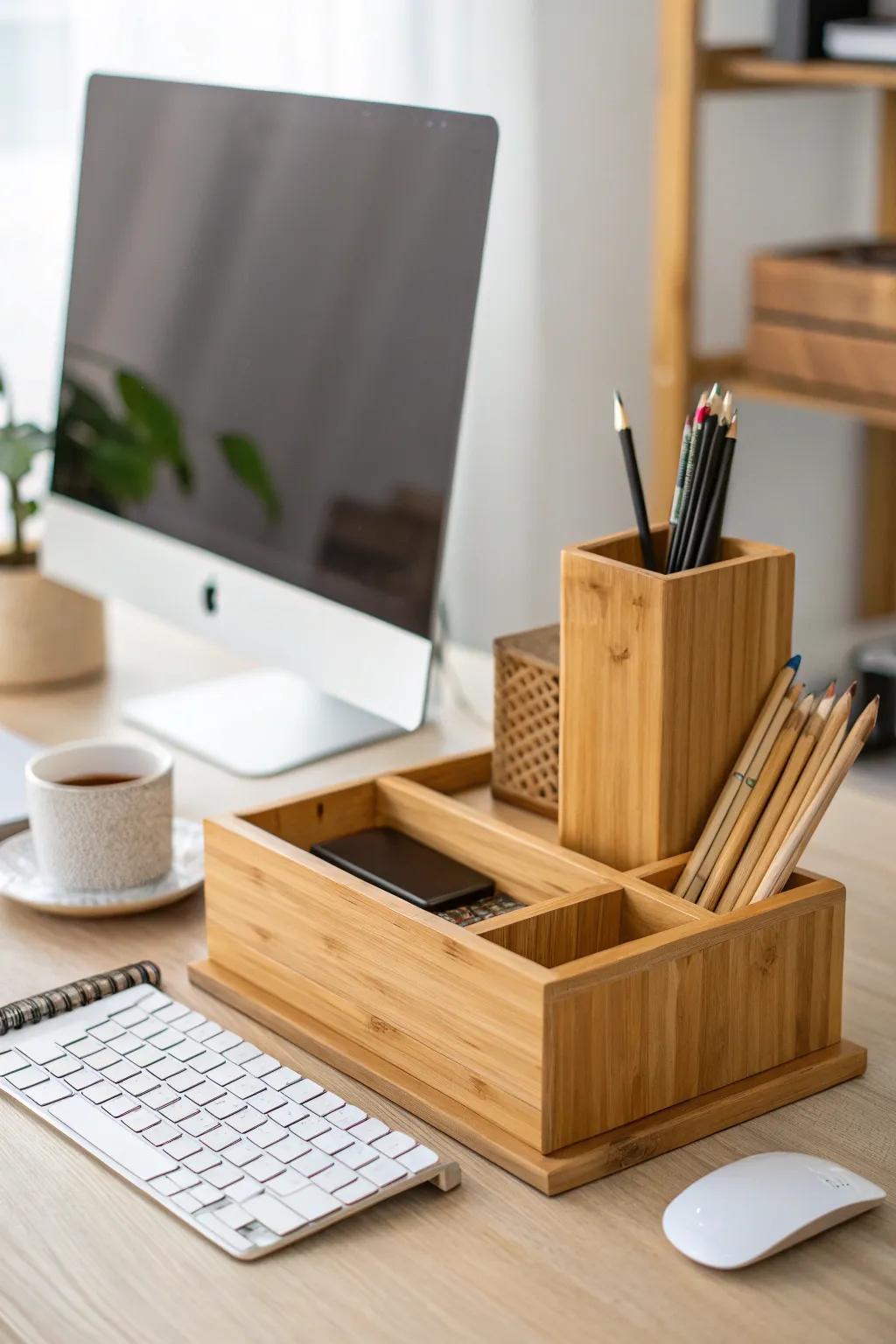 Infuse the essence of nature into your workspace through timber and bamboo.