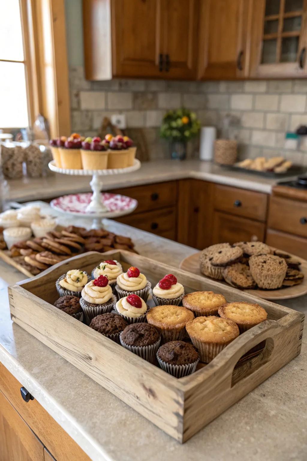 A make-your-own dessert station with a hint of countryside charm.