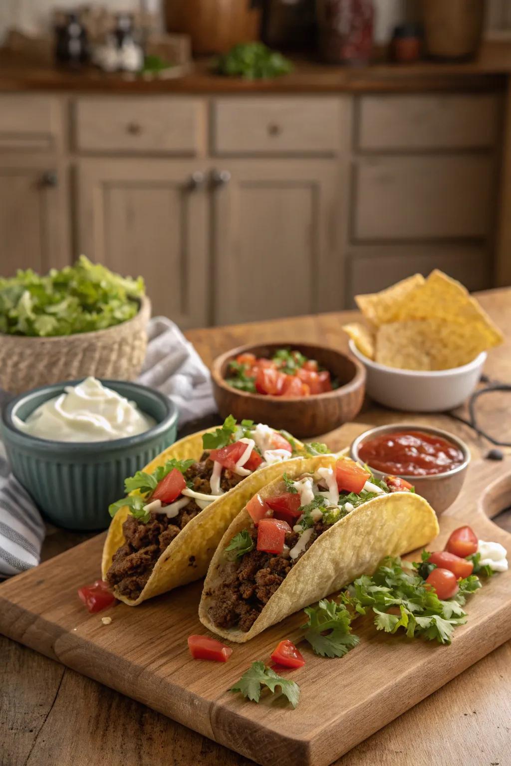Quick and delectable ground beef tacos, all set to be savored.