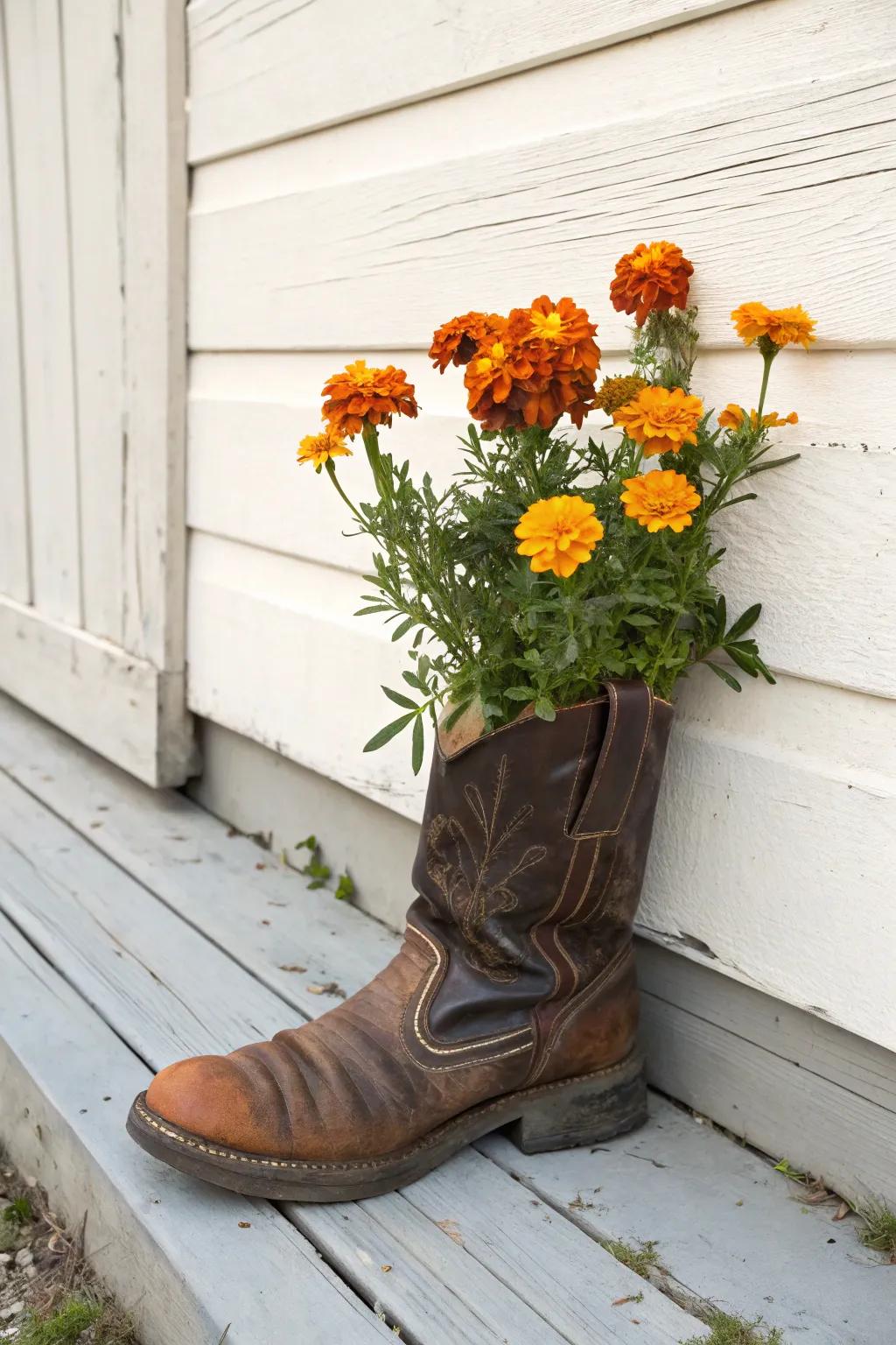 Transform old boots into delightful planters! A little bit of charm and sustainability for your garden.