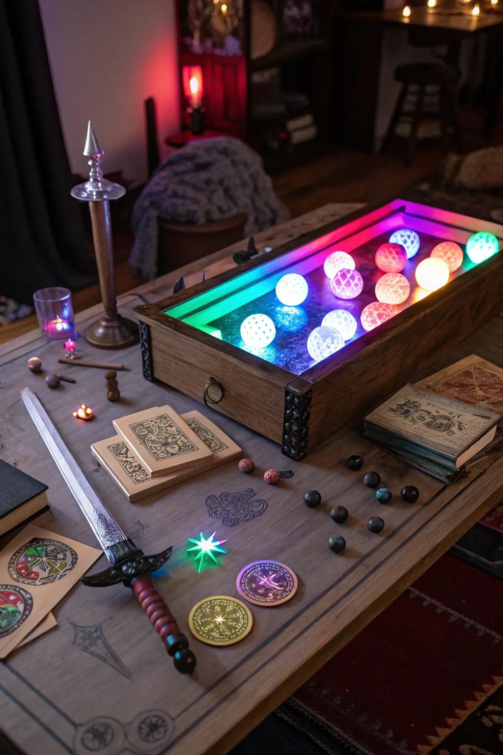 LED lights establish the perfect mood for a grand quest.