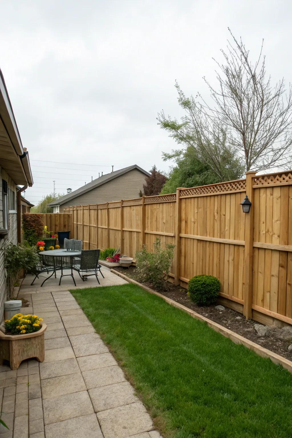 A sturdy timber screen establishing a secluded and protected environment for your dog.