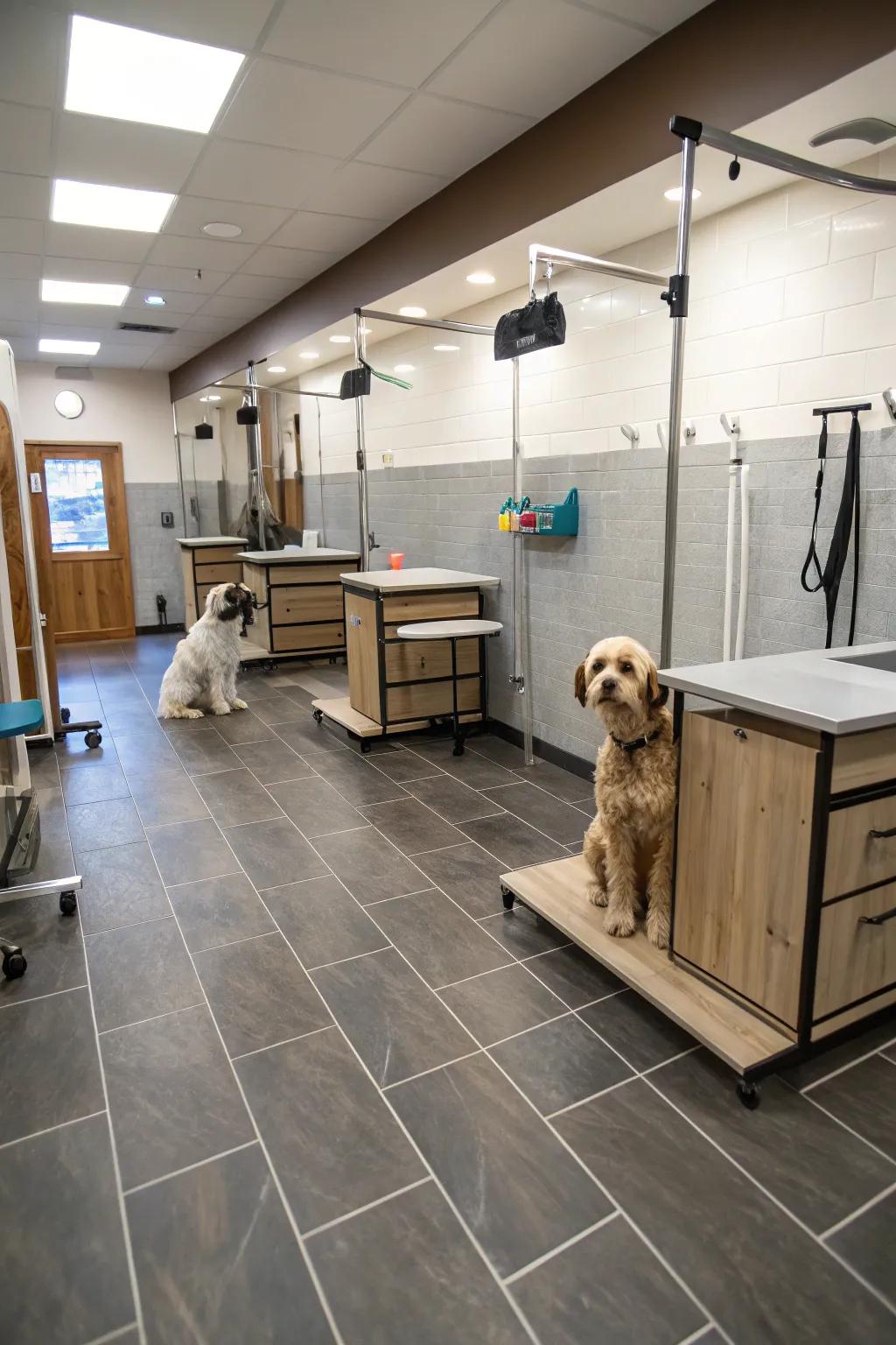 Surfaces That Are Simple to Clean in a practical grooming salon.