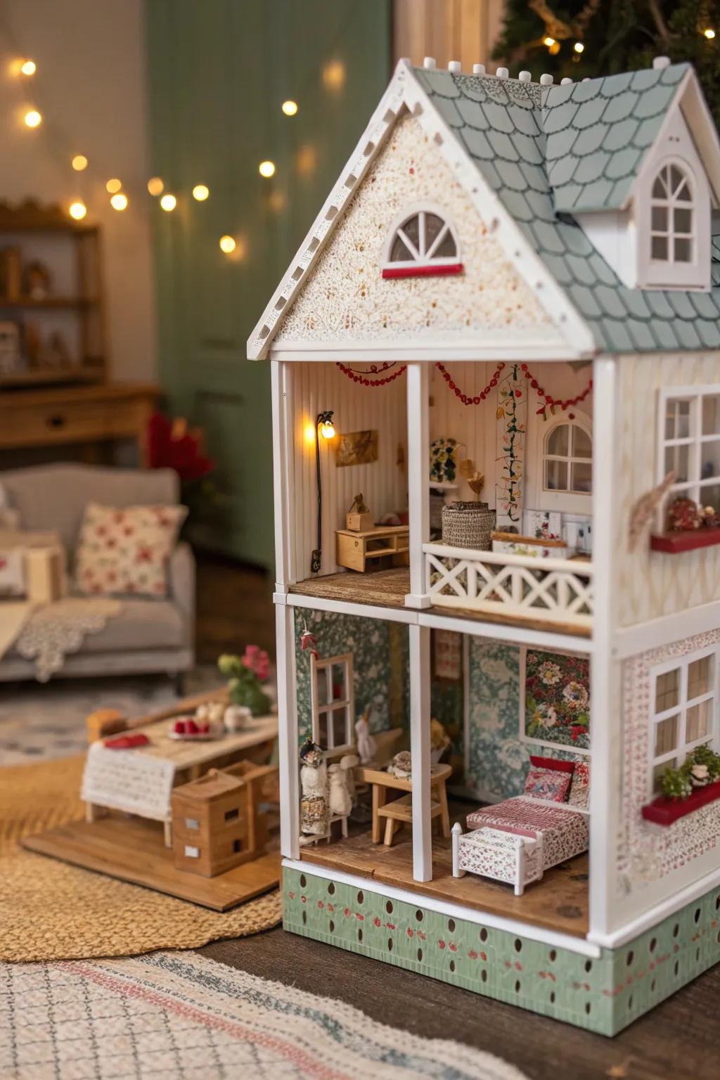 Themed spaces within a dollhouse breathe life into miniature realms.