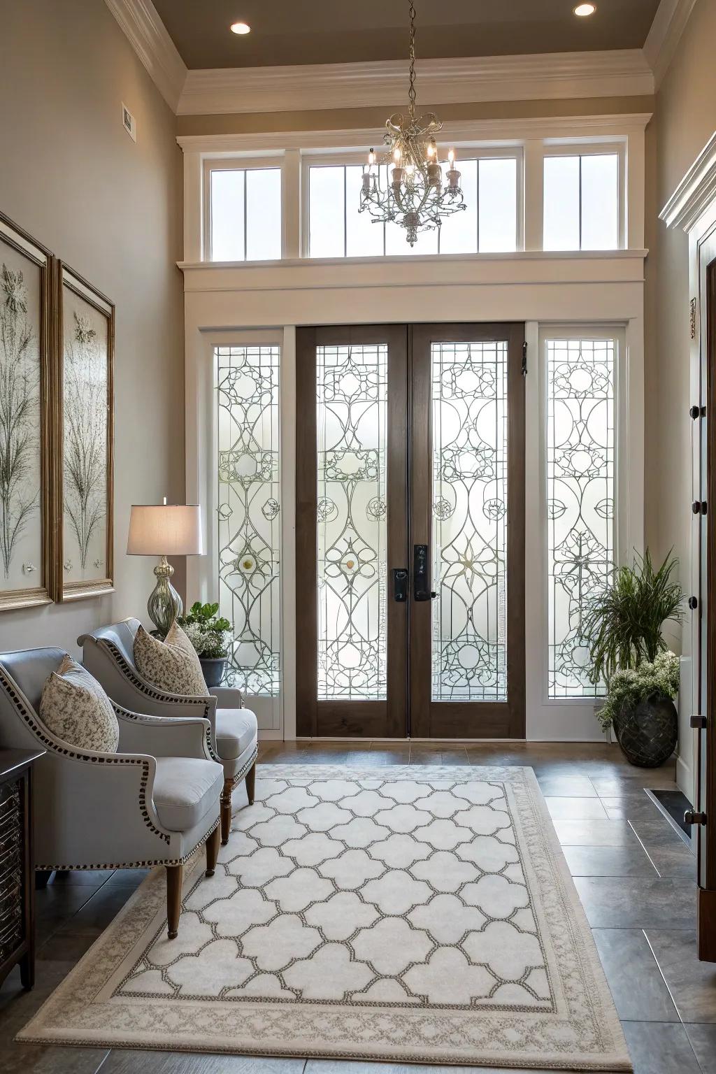 Upgrade door windows with decorative stickers for extra solitude and flair.