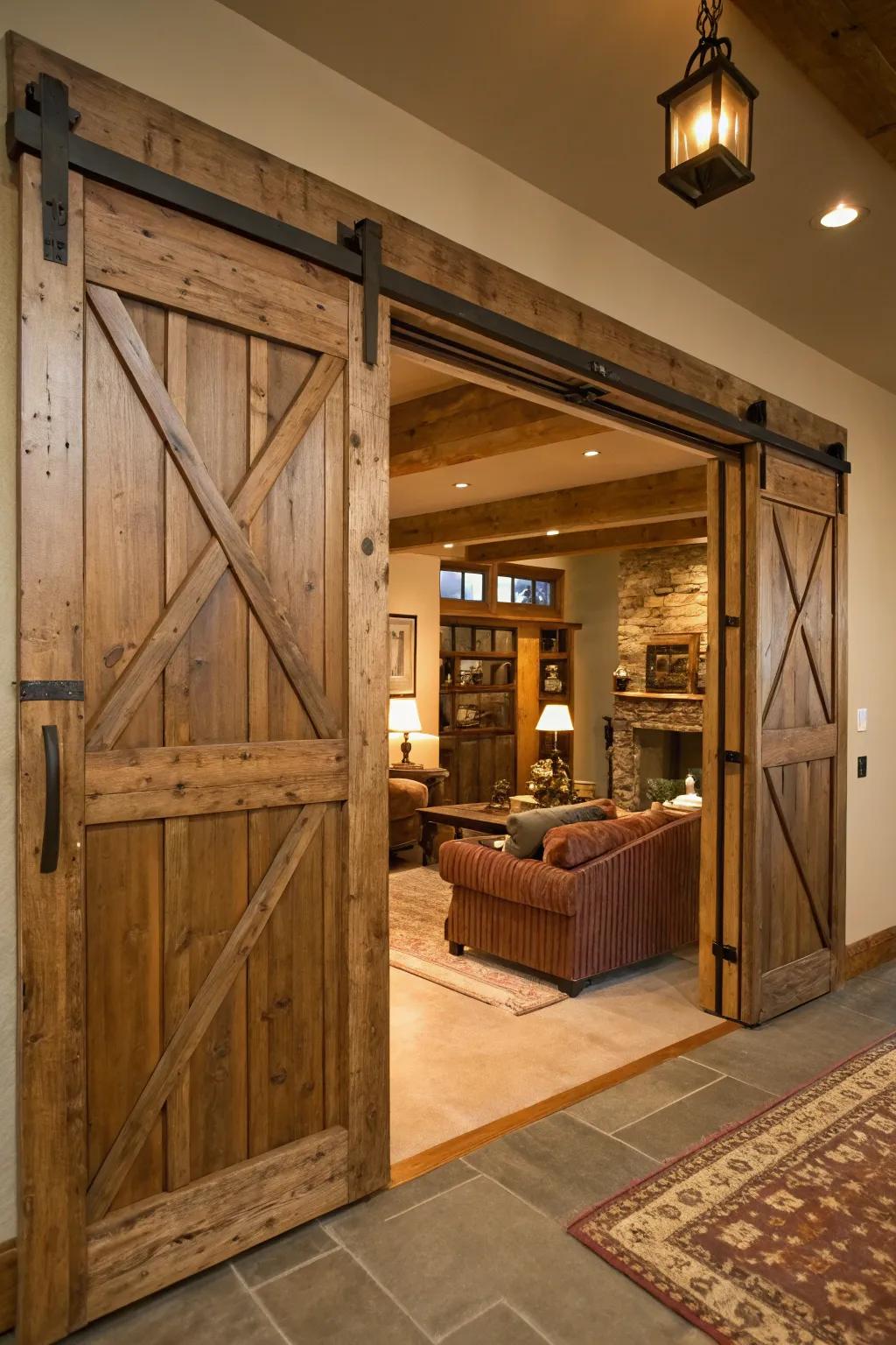 Using traditional panel doors, you can bring rustic appeal.