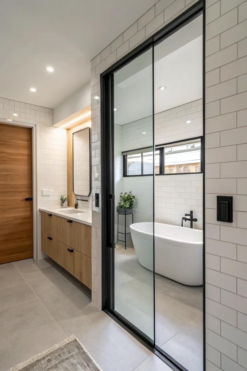 Recessed doors provide a smooth design that maximizes space.