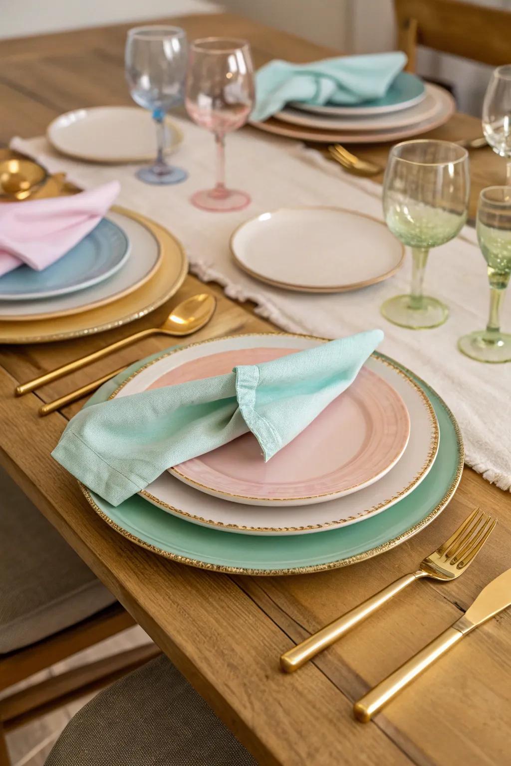 Tableware in soft hues infuses a dash of refinement into the Easter festivity.