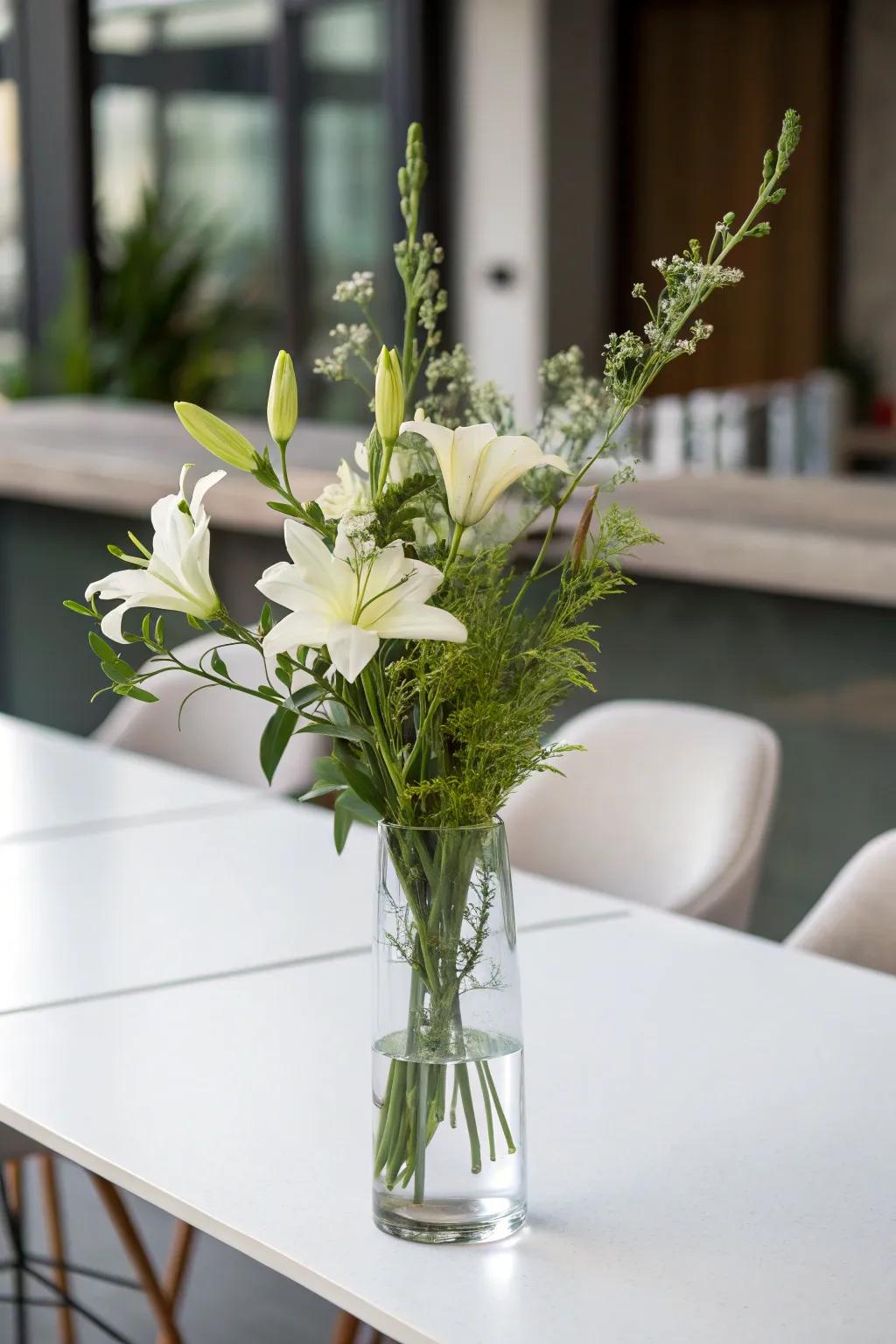 Elegance in flower arranging is found in simplicity.