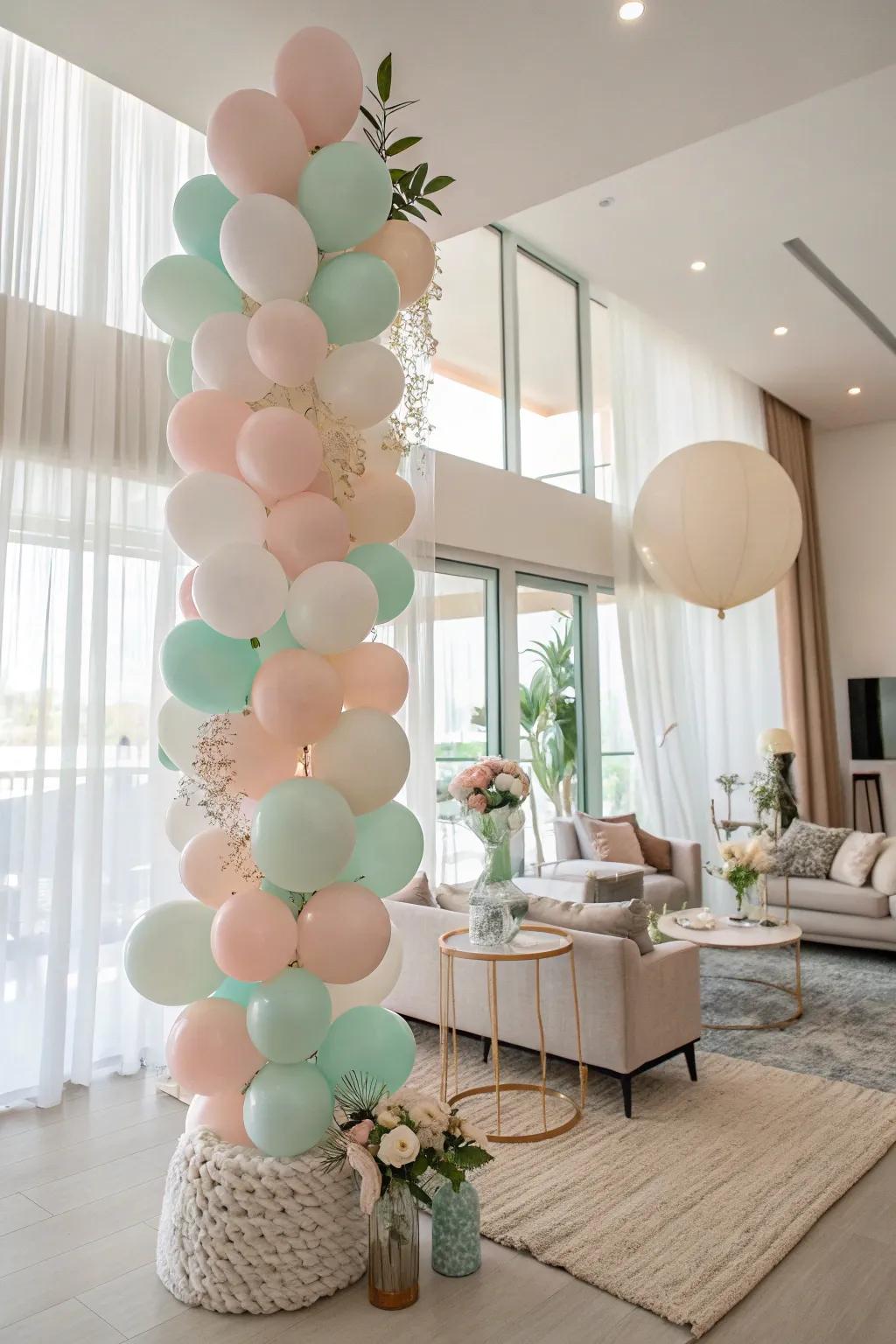 Refined pastel balloon design.