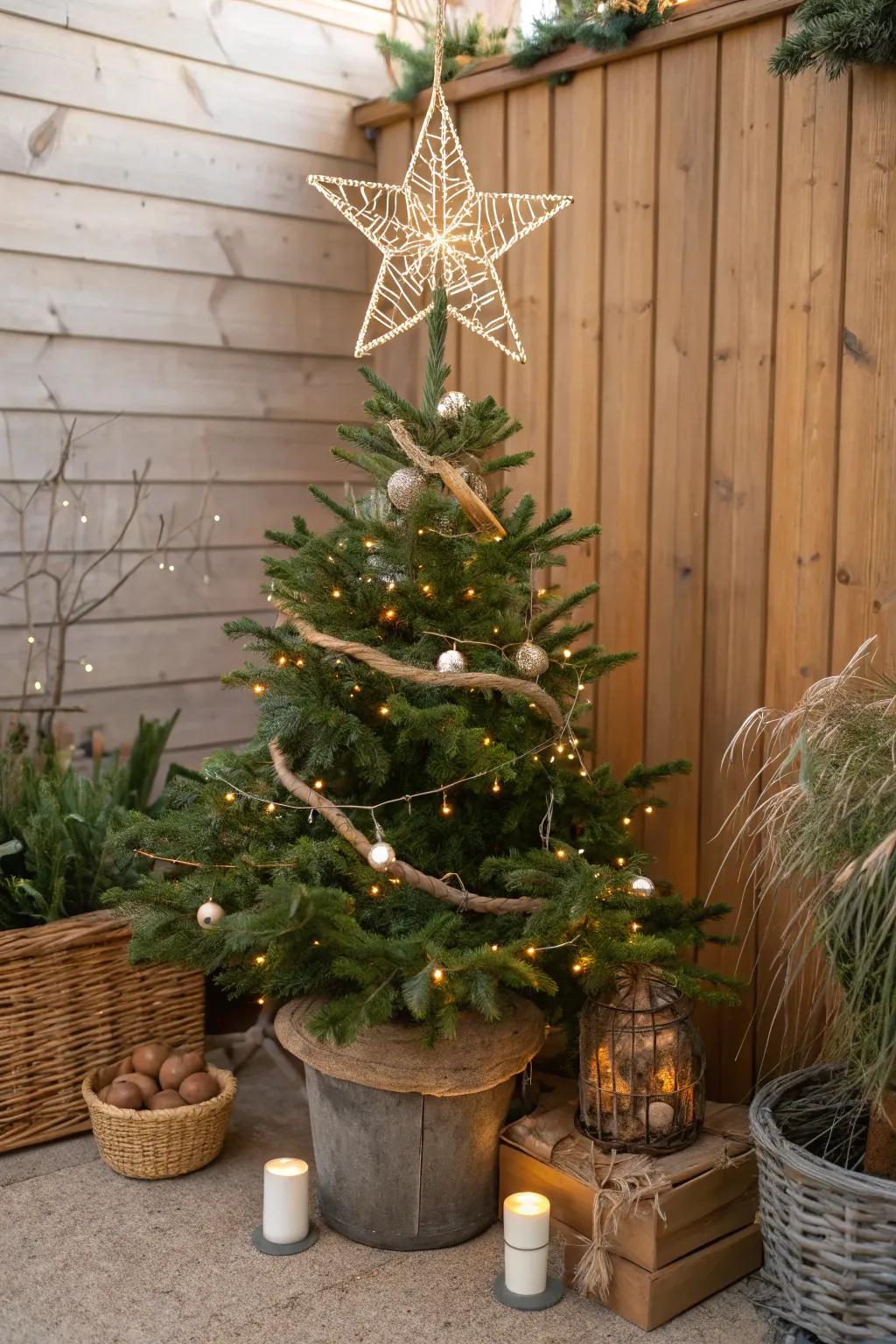 A branch star contributes natural charm to any tree.