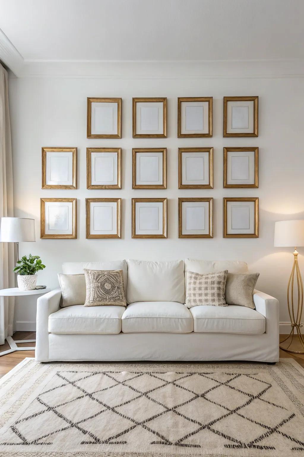 Symmetrical frames delivering an aesthetically balanced presentation.