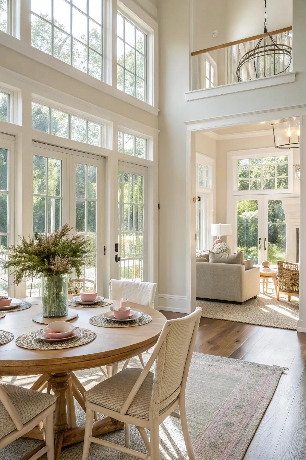 Sunlight and light colors combine to make a space feel airy.