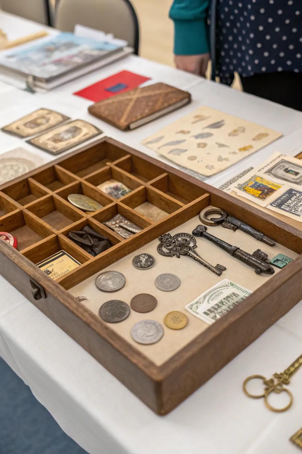 Compartmentalized trays keep small items arranged and accessible.