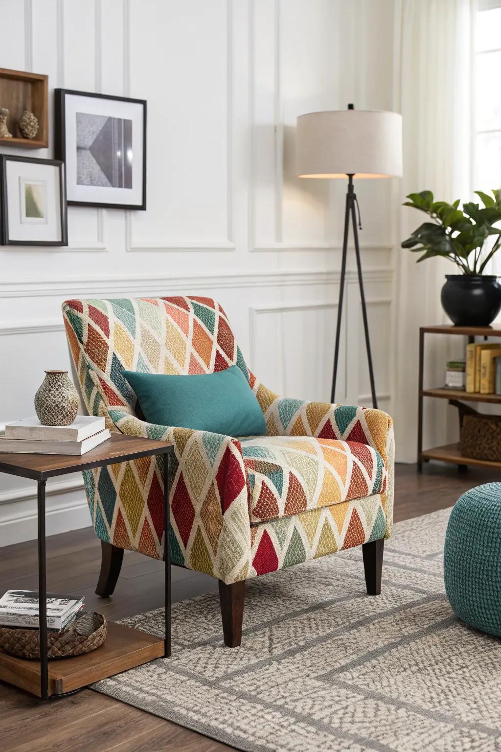 Individual chairs give color and extra seating to your living room.