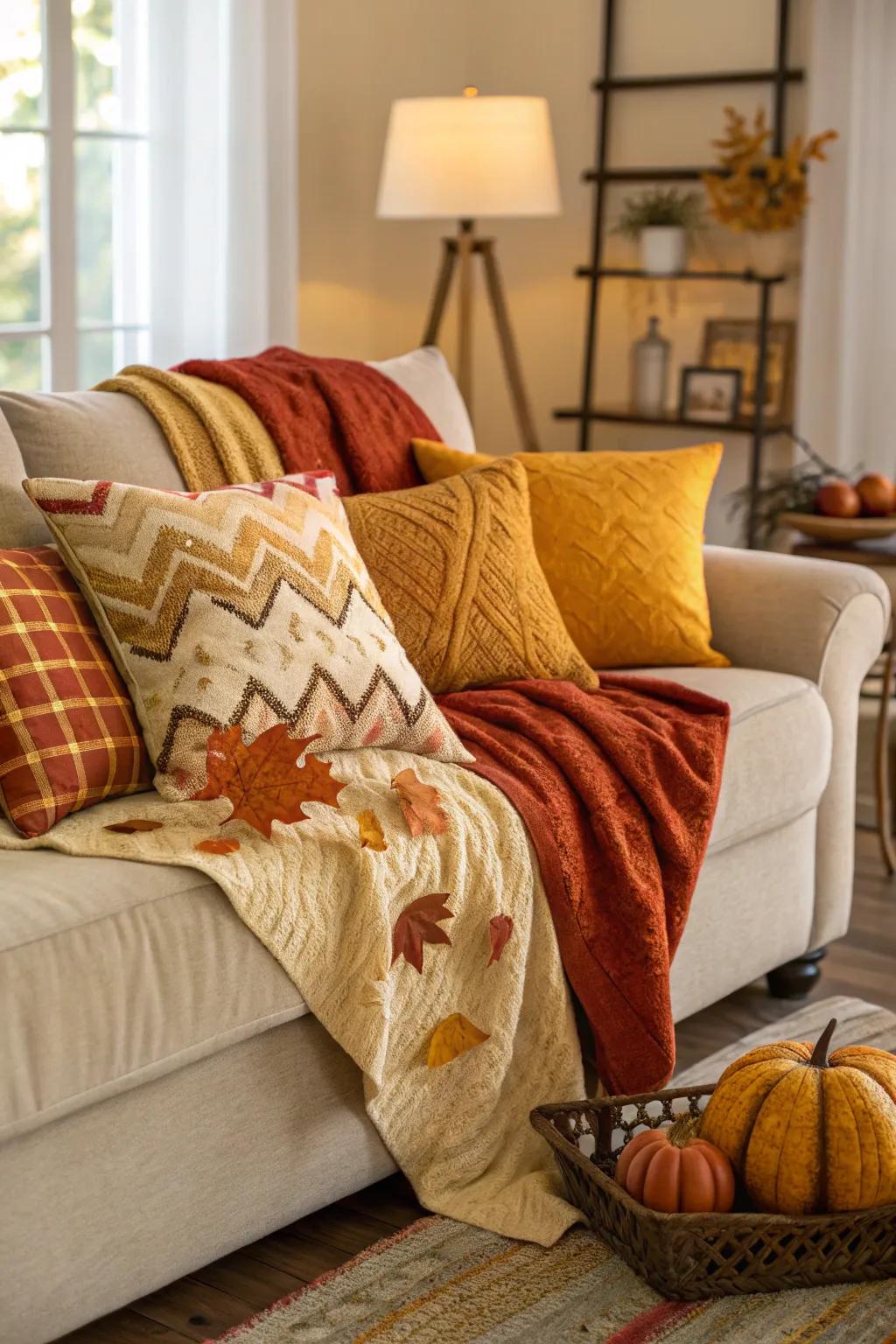 Layering textiles is a simple approach to enhance the inviting atmosphere of your family room.