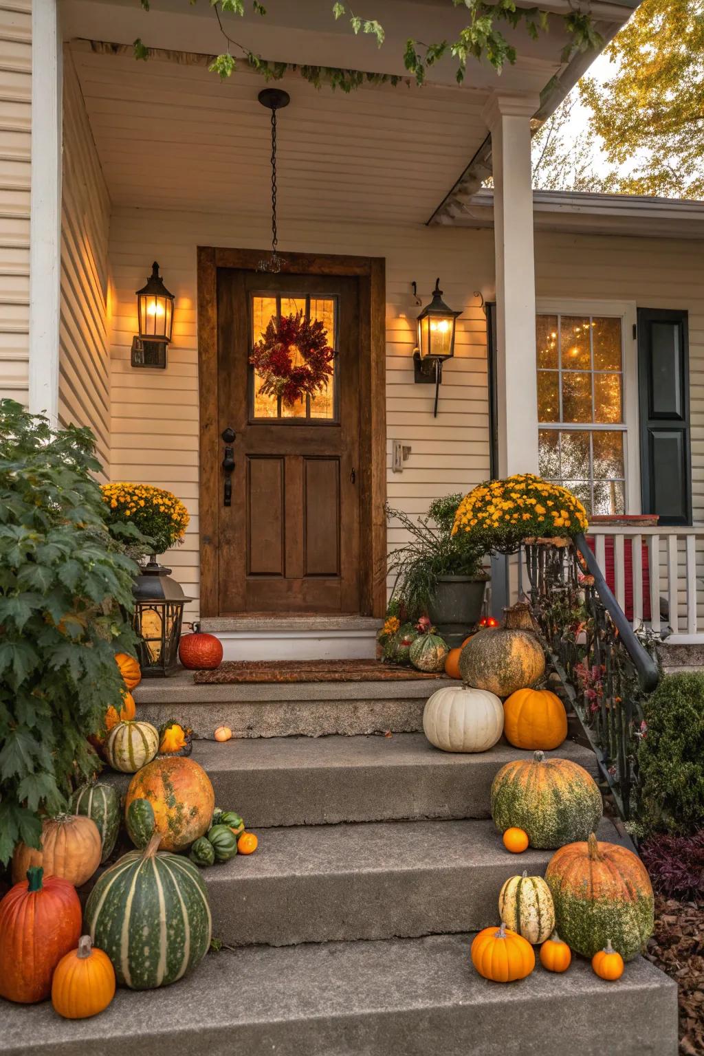 Forge enchanting pumpkin arrangements for a festive nuance.