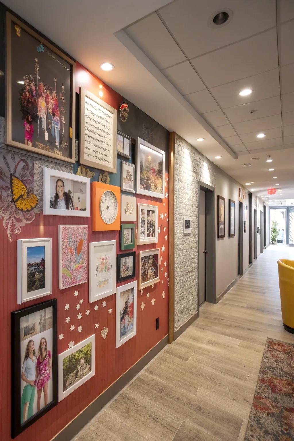 Blended media wall offering an individual feel.