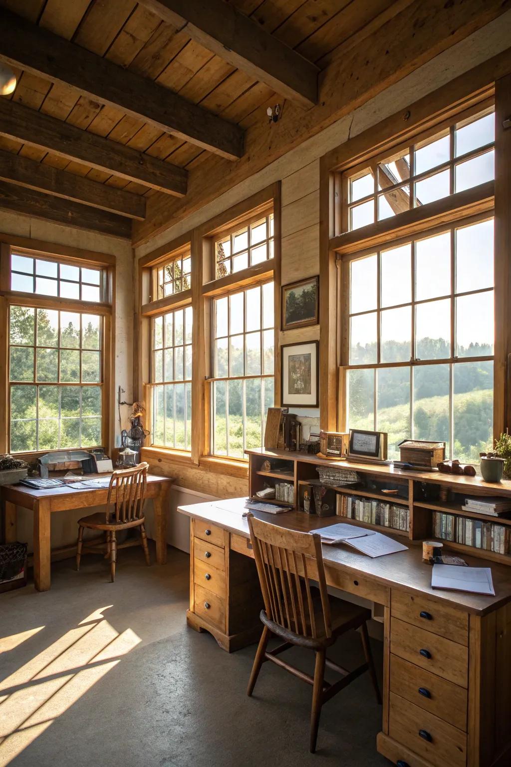 A sun-drenched farm office conducive to enhanced productivity.